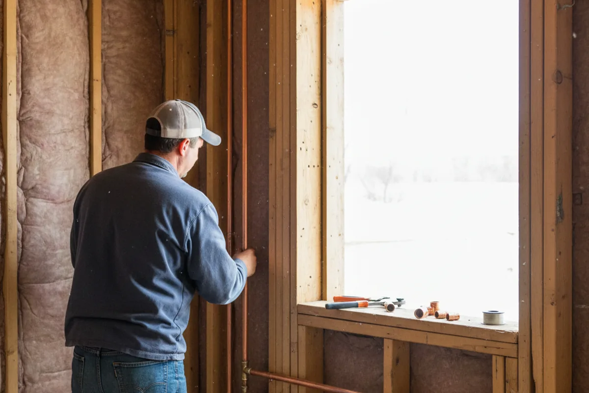 Licensed plumber running new copper supply lines in a New Hyde Park home