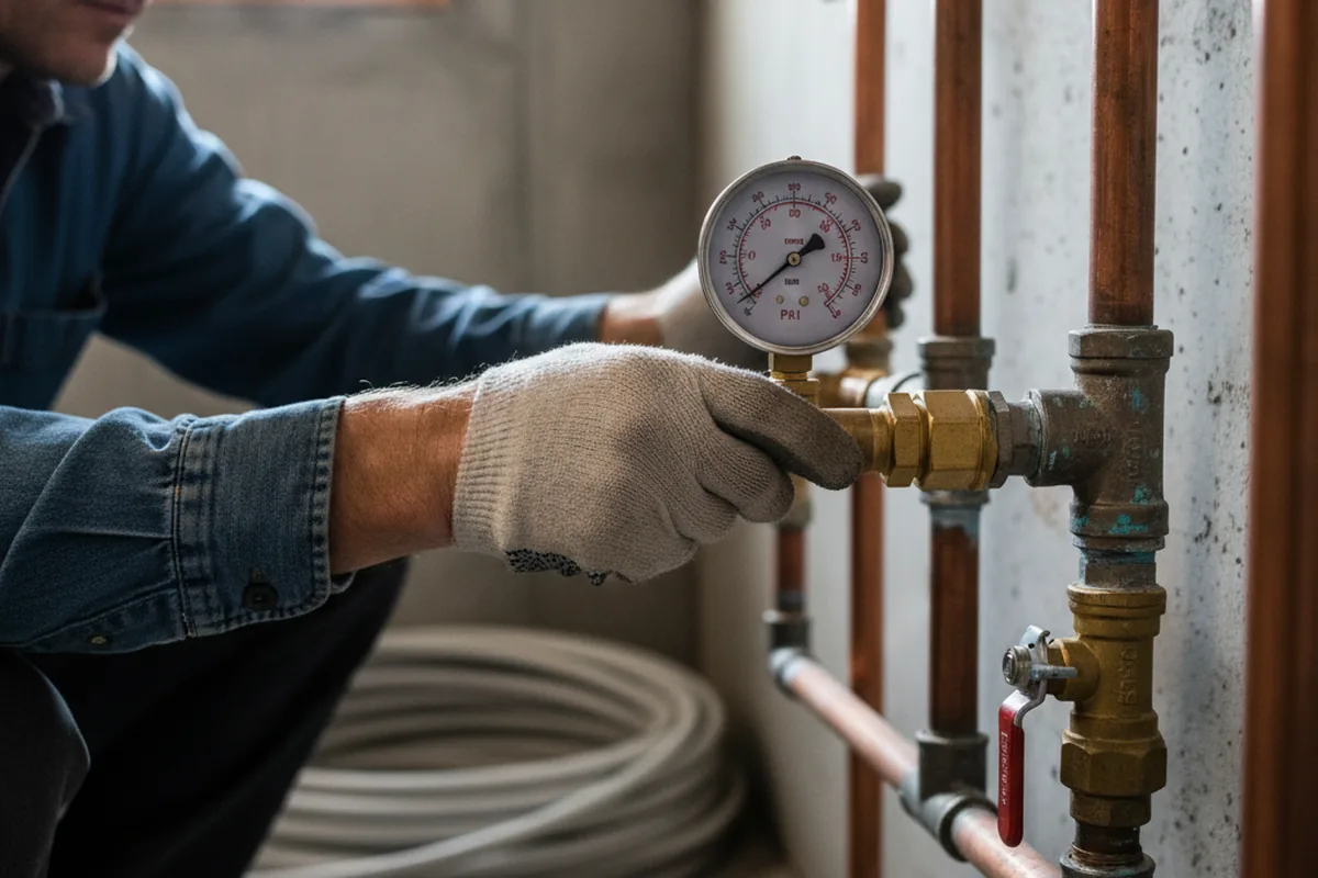 Pressure testing a repaired line during Water Line Repair in New Hyde Park